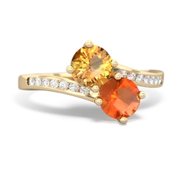 Citrine Channel Set Two Stone 14K Yellow Gold ring R5303