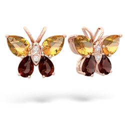 Citrine Butterfly 14K Rose Gold earrings E2215