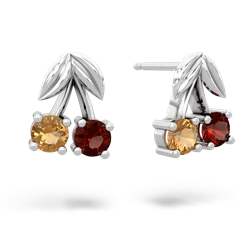 Citrine Sweet Cherries 14K White Gold earrings E7001