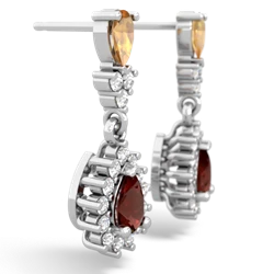 Citrine Halo Pear Dangle 14K White Gold earrings E1882