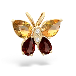 Citrine Butterfly 14K Yellow Gold pendant P2215