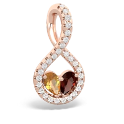 Citrine Pave Twist 'One Heart' 14K Rose Gold pendant P5360