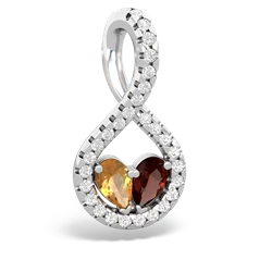 Citrine Pave Twist 'One Heart' 14K White Gold pendant P5360