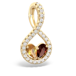 Citrine Pave Twist 'One Heart' 14K Yellow Gold pendant P5360