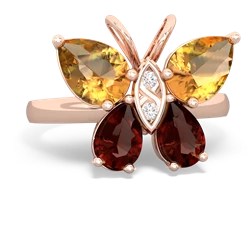 Citrine Butterfly 14K Rose Gold ring R2215