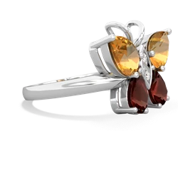 Citrine Butterfly 14K White Gold ring R2215