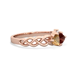 Citrine Heart To Heart Braid 14K Rose Gold ring R5870