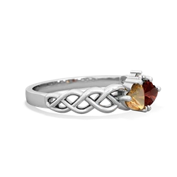 Citrine Heart To Heart Braid 14K White Gold ring R5870