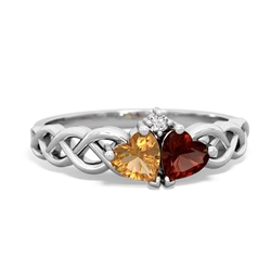 Citrine Heart To Heart Braid 14K White Gold ring R5870