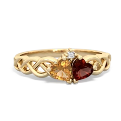 Citrine Heart To Heart Braid 14K Yellow Gold ring R5870