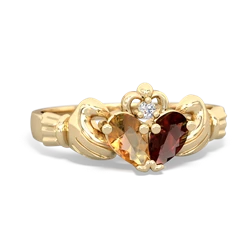 Citrine 'Our Heart' Claddagh 14K Yellow Gold ring R2388