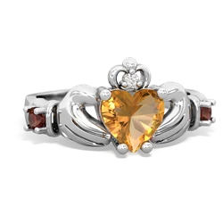 Citrine Claddagh Keepsake 14K White Gold ring R5245