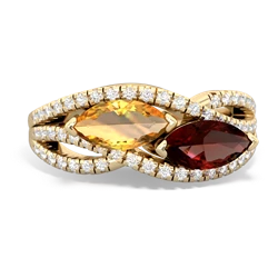 Citrine Diamond Rivers 14K Yellow Gold ring R3070