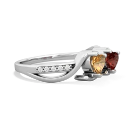 Citrine Side By Side 14K White Gold ring R3090