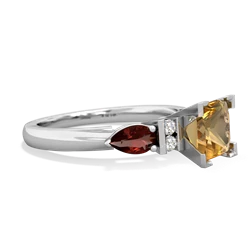 Citrine 6Mm Princess Eternal Embrace Engagement 14K White Gold ring C2002