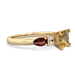 Citrine 6Mm Princess Eternal Embrace Engagement 14K Yellow Gold ring C2002