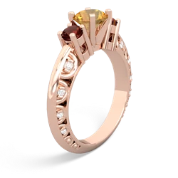 Citrine Art Deco Eternal Embrace Engagement 14K Rose Gold ring C2003