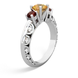 Citrine Art Deco Eternal Embrace Engagement 14K White Gold ring C2003