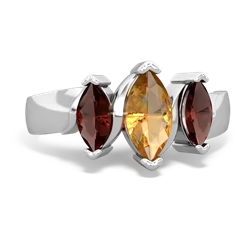 Citrine Three Peeks 14K White Gold ring R2433