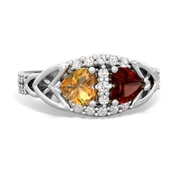 Citrine Sparkling Celtic Knot 14K White Gold ring R2645