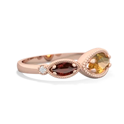 Citrine Milgrain Marquise 14K Rose Gold ring R5700