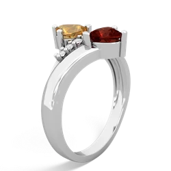 Citrine Heart To Heart 14K White Gold ring R2064