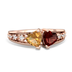 Citrine Heart To Heart 14K Rose Gold ring R3342