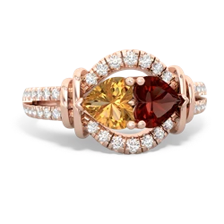 Citrine Art-Deco Keepsake 14K Rose Gold ring R5630