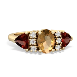 Citrine Antique Style Three Stone 14K Yellow Gold ring R2186