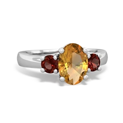 Citrine Three Stone Oval Trellis 14K White Gold ring R4024