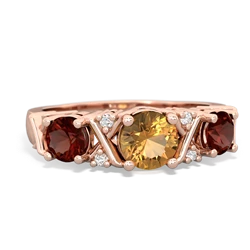 Citrine Hugs And Kisses 14K Rose Gold ring R5016