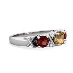 Citrine Hugs And Kisses 14K White Gold ring R5016