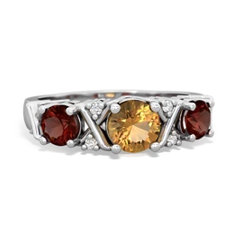 Citrine Hugs And Kisses 14K White Gold ring R5016