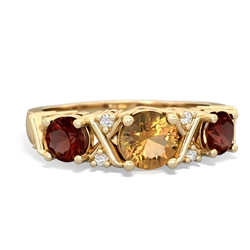 Citrine Hugs And Kisses 14K Yellow Gold ring R5016