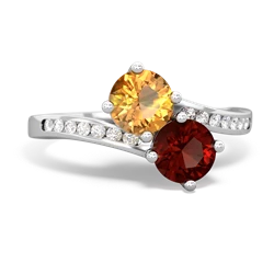 Citrine Channel Set Two Stone 14K White Gold ring R5303