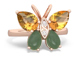 Citrine Butterfly 14K Rose Gold ring R2215