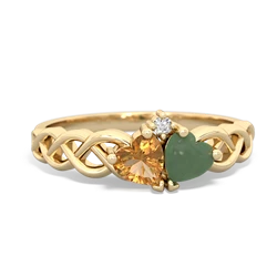Citrine Heart To Heart Braid 14K Yellow Gold ring R5870