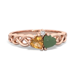 Citrine Heart To Heart Braid 14K Rose Gold ring R5870