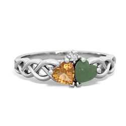 Citrine Heart To Heart Braid 14K White Gold ring R5870