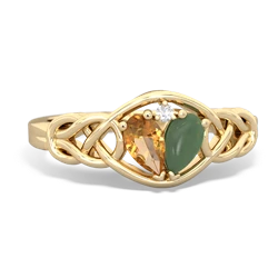 Citrine Celtic Love Knot 14K Yellow Gold ring R5420