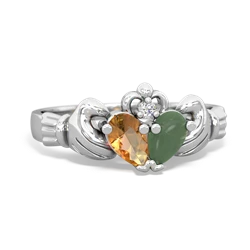 Citrine 'Our Heart' Claddagh 14K White Gold ring R2388