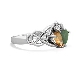 Citrine 'One Heart' Celtic Knot Claddagh 14K White Gold ring R5322