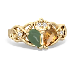 Citrine 'One Heart' Celtic Knot Claddagh 14K Yellow Gold ring R5322