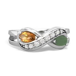 Citrine Diamond Infinity 14K White Gold ring R5390