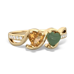 Citrine Side By Side 14K Yellow Gold ring R3090