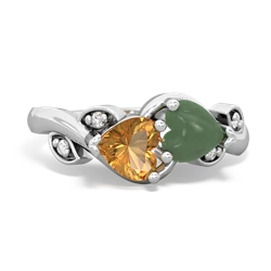 Citrine Floral Elegance 14K White Gold ring R5790