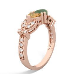 Citrine Diamond Butterflies 14K Rose Gold ring R5601