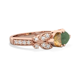 Citrine Diamond Butterflies 14K Rose Gold ring R5601