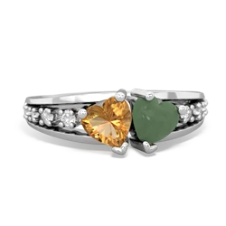 Citrine Heart To Heart 14K White Gold ring R3342