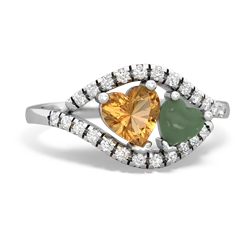 Citrine Mother And Child 14K White Gold ring R3010